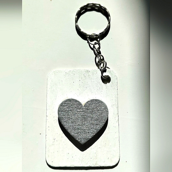 NEW Handmade Keychain Bag Tag! Italian Wood ArtDeco9. "I LOVE My Bag" Wood Heart - Picture 3 of 6